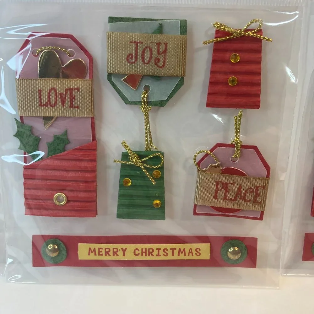 Scrapbook Embellishments Stickers Merry Christmas Gifts Tags Paper Crafts Cards
